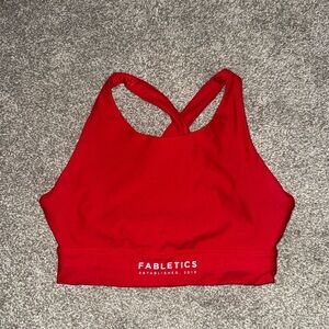 Fabletics Bright Red Crossback Sports Bra